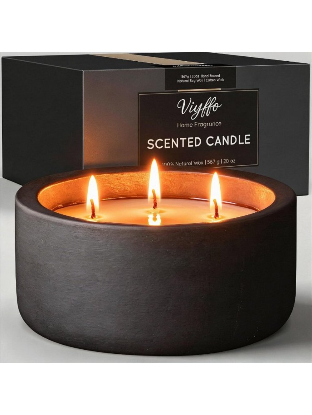 Large Fall Scented Candle 20oz - Eucalyptus Rosemary, 3 Wick Non-Toxic Soy